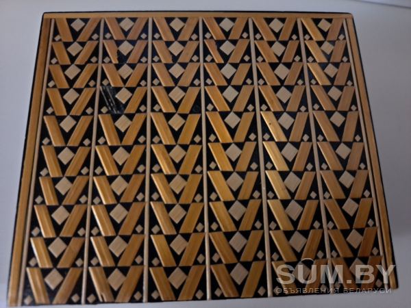 Шкатулка деревянная из СССР, инкрустация соломкой, б.у объявление Продам уменьшенное изображение 