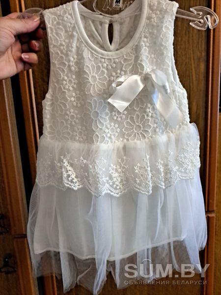 Кружевное белое платье (6мес-1.2года), б.у объявление Продам уменьшенное изображение 