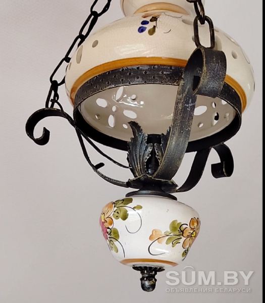 Люстра, потолочный светильник Майолика Франция Середина 20 века объявление  уменьшенное изображение 