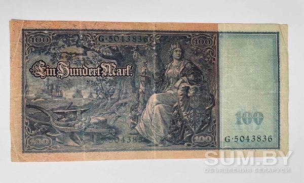Германия 100 марок 1910 Имперская банкнота (Reichsbanknote) объявление Продам уменьшенное изображение 