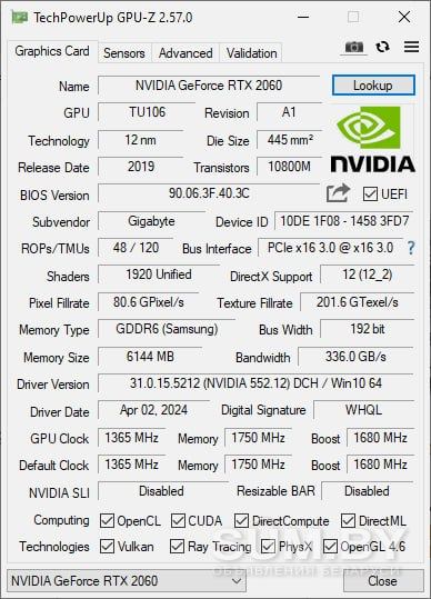 Видеокарта Gigabyte Geforce Rtx 2060 D6 6GB объявление Продам уменьшенное изображение 