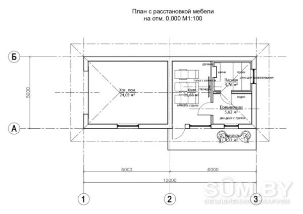 Проект гаража 5х6 и бани 5х6 = 5х12 в Колодищах объявление Услуга уменьшенное изображение 