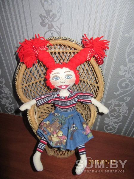 Авторская текстильная кукла ручной работы Пеппи объявление Продам уменьшенное изображение 