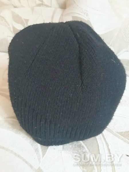 Вязаная шапочка черного цвета 2-слойная