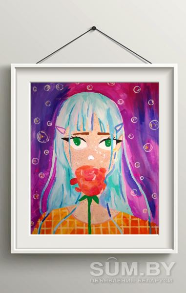 Картина акрилом Девушка аниме с розой объявление Продам уменьшенное изображение 