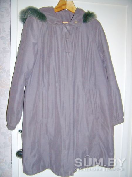 Пальто демисезонное серое с капюшоном, б.у, р.48-50 объявление Продам уменьшенное изображение 
