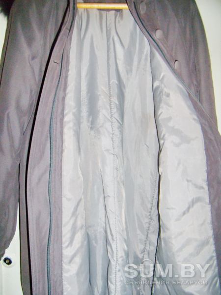 Пальто демисезонное серое с капюшоном, б.у, р.48-50 объявление Продам уменьшенное изображение 