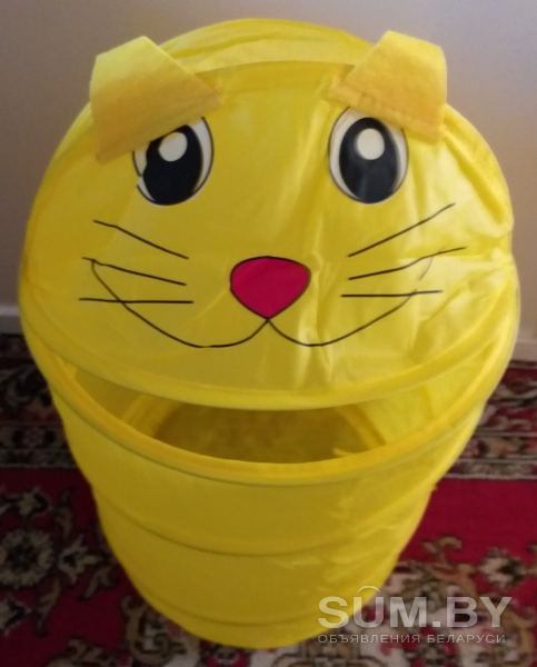 Корзина-котенок для хранения игрушек, новая, желтого цвета объявление Продам уменьшенное изображение 
