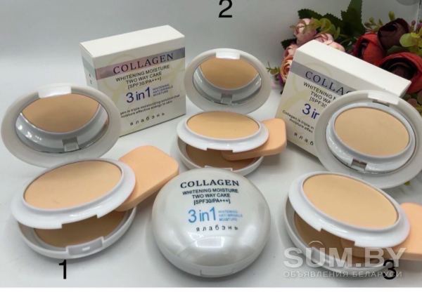 Пудра для лица увлажняющая с коллагеном 3 в 1 Collagen Whitening Moisture Two Way Cake SPF 30 объявление Продам уменьшенное изображение 