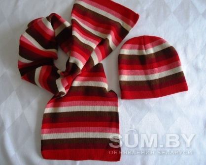 Комплект шапка и шарф для дев. 9-13 лет как новый объявление Продам уменьшенное изображение 