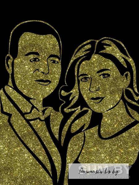 Портреты золотыми, серебряными блестками объявление Продам уменьшенное изображение 