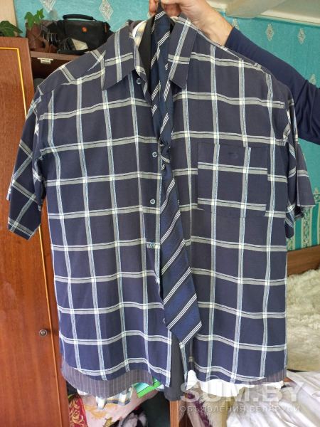 Рубашка мужская с коротким рукавом и галстук 41 ворот спина 78
