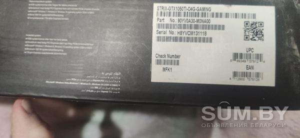 Продам Видеокарту ASUS Geforce GTX 1050TI 4GB объявление Продам уменьшенное изображение 